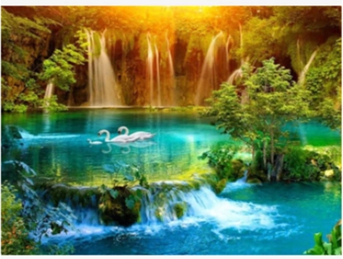 Dijamantno slikanje Vodopad u dolini 30 × 40 cm