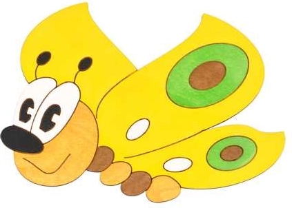 Srednja drvena dekoracija leptir žuti