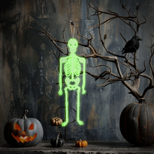 Phosphorescent Halloween Hanging Skeleton Decoration, 32 × 11 cm