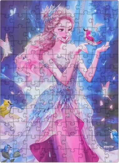 Puzzle Pink Princess with Glitter, 100 Pieces