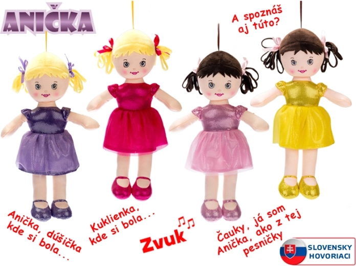 Krpana lutka Anica 32 cm, govori i pjeva na slovačkom