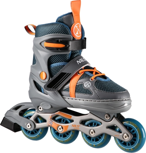 NILS Extreme grey-orange inline skates, adjustable – S (31–34)
