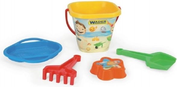 Pješčani set, plastika, asortiman 2 boje, 5 kom u mrežici 20x20x18 cm, 12 mj+ Wader