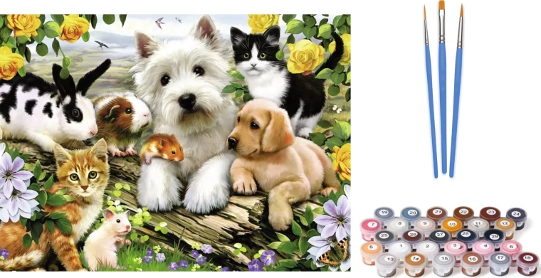 Paint by Numbers - Domestic Animals on Canvas 30x20 cm