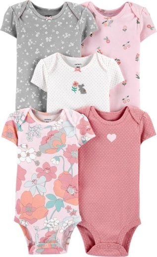 Carter’s dječji body s kratkim rukavom Floral Pink, 5 kom, vel. 46 (PRE)