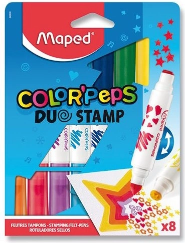 Fixy MAPED Color'Peps Duo Stamp – set od 8 dvostranih flomastera s pečatom