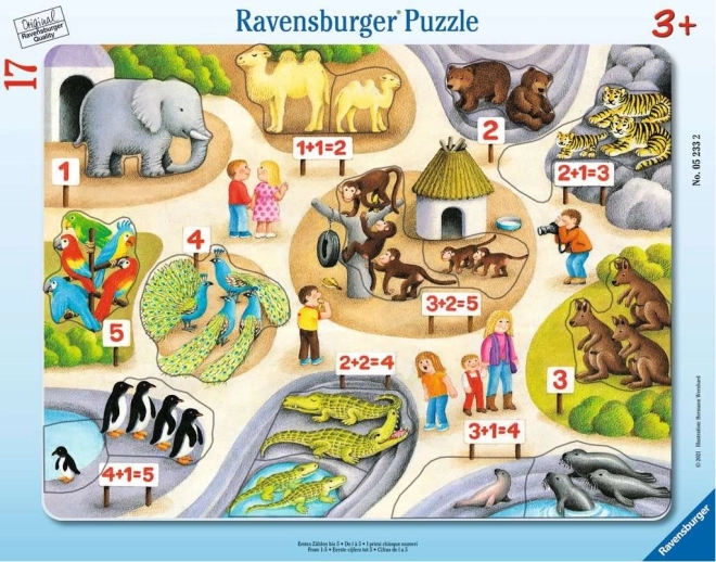 Ravensburger puzzle Prve brojke do pet u zoološkom vrtu, 17 dijelova