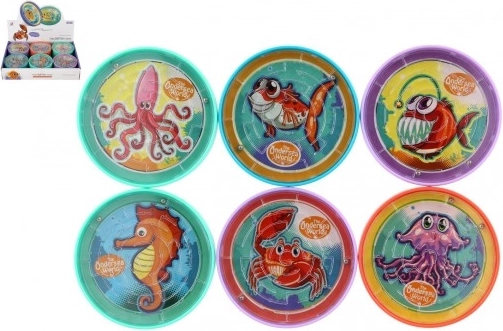 Kuglični labirint Morski svijet – džepna balansirajuća igra (miks motiva)