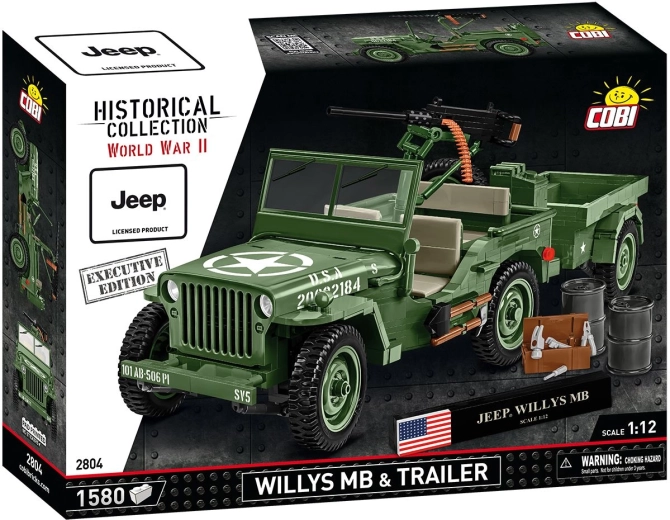 Cobi Willys MB Jeep with Trailer 1:12 Executive Edition