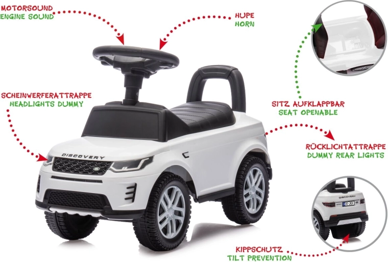 Land Rover Discovery Ride-On Car and Walker 2-in-1, White