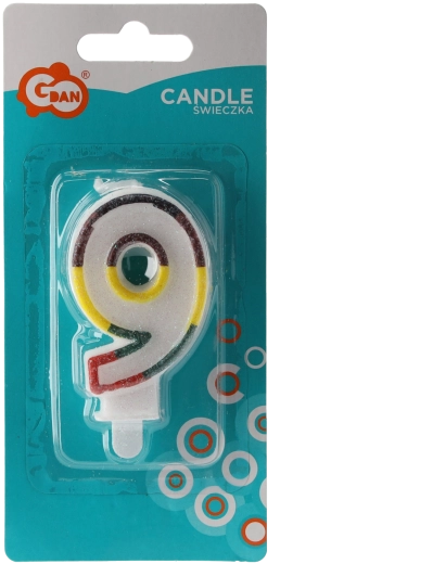 Rođendanska svijeća broj 9 s blještavim rubom