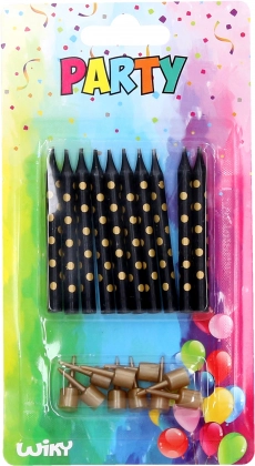 Svijeće s držačima sa zlatnim točkicama, 10 kom