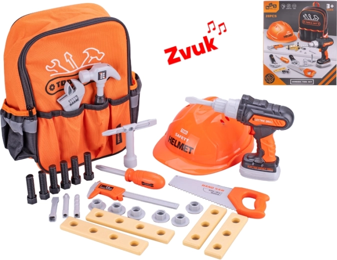 Dječji set alata s baterijskom bušilicom i ruksakom, 28 dijelova