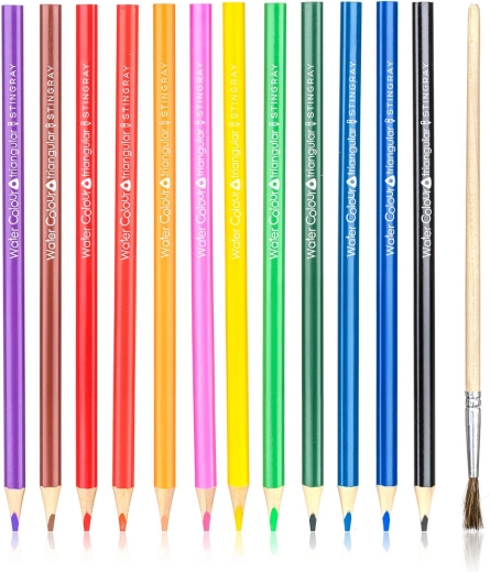 Watercolor pencils 12 pcs with brush