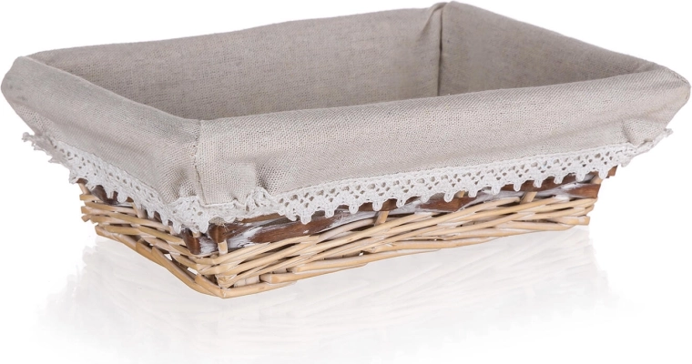 Pletena pravokutna košarica Duo 26 × 18 cm s čipkom