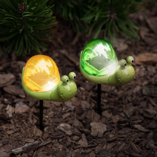 Solar LED stake light in the shape of a snail - 1 piece