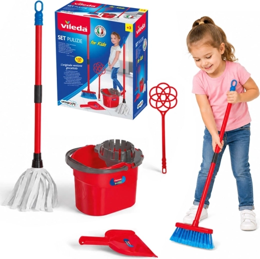 Vileda for kids dječji set za čišćenje s mopom, kanticom i metlom