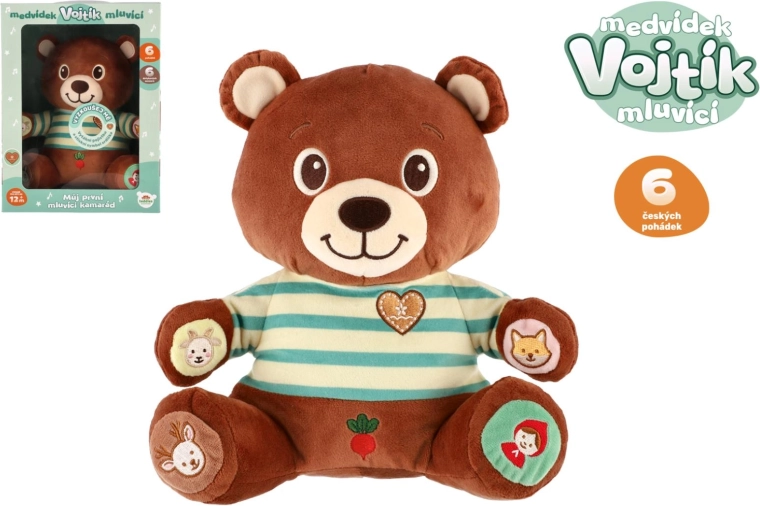 Talking Plush Teddy Bear Vojtík with Czech Fairy Tales