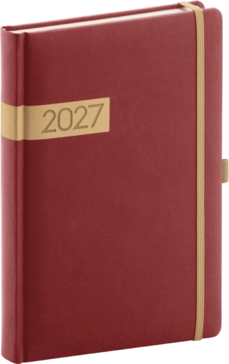 Notique dnevni planer Twill 2027 bordo-zlatni 15 × 21 cm