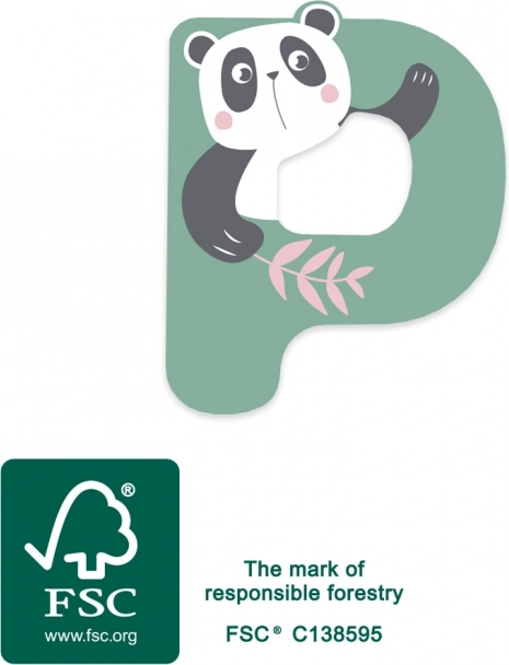 Drveno slovo P s pandićem