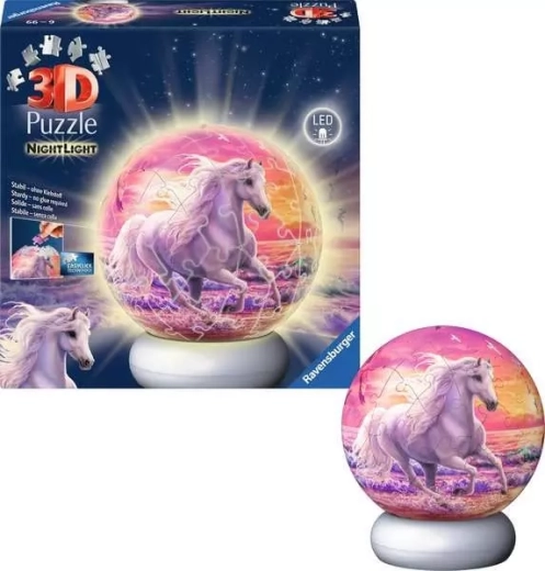 Ravensburger svjetleća 3D puzzle kugla Konj – noćno izdanje, 72 dijela