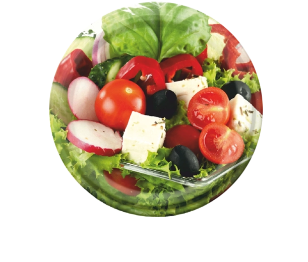 Set staklenih poklopaca za zimnicu 82 mm s motivom povrća, 10 kom