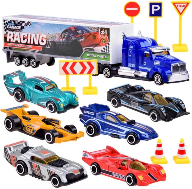 Set metalnih autića utrka sa znakovima