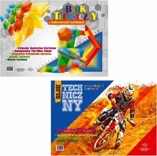 Protos šareni tehnički blok A3, 8 listova, 120 g/m²