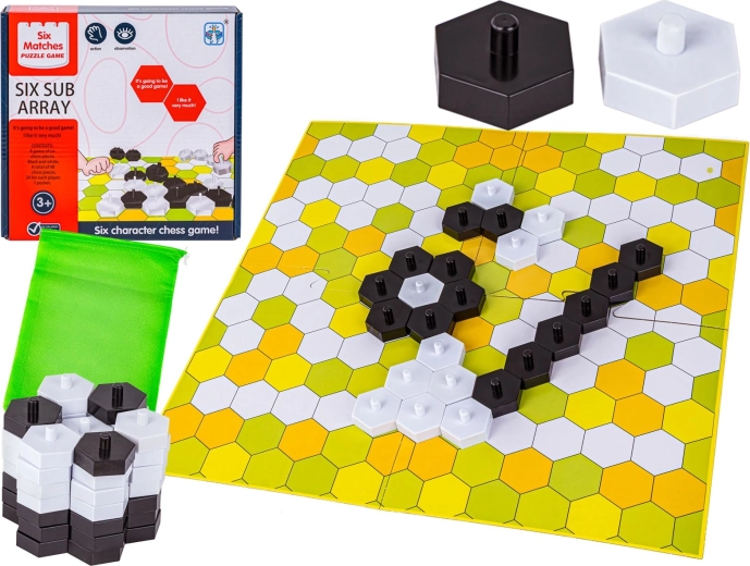 Logic educational game Six Sub Array – honeycomb, building set