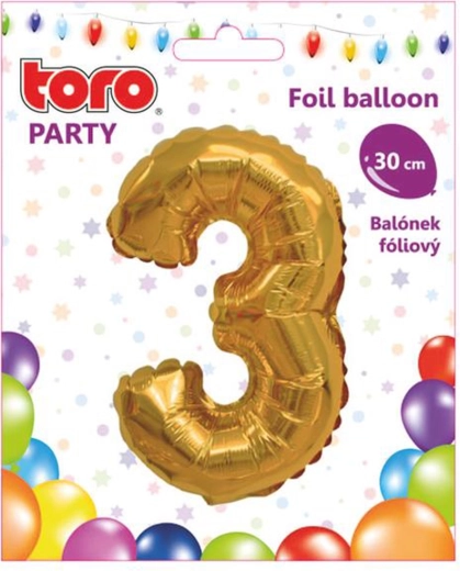 Folijski balon broj 3, 30 cm, zlatni TORO