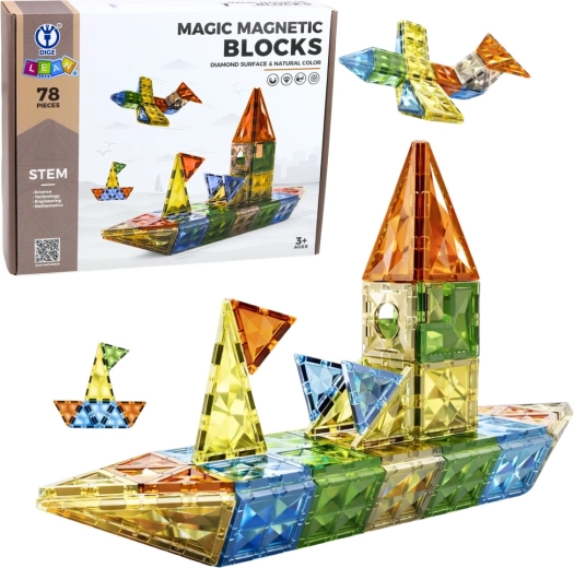 Magnetne građevne kocke 3D, šarene, 78 dijelova