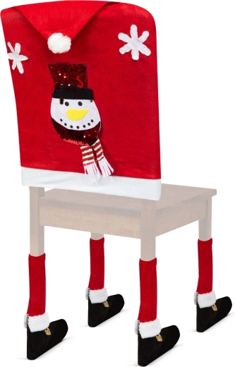 Christmas Snowman Chair Decoration 50 × 60 cm Red and White
