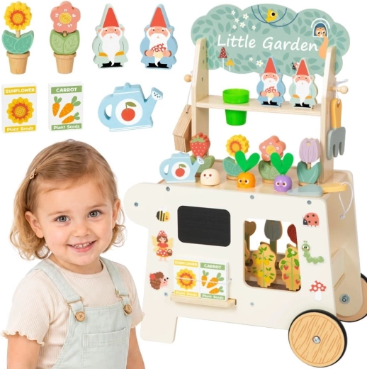 TOOKY TOY Montessori wooden garden cart with shop, 57 pieces