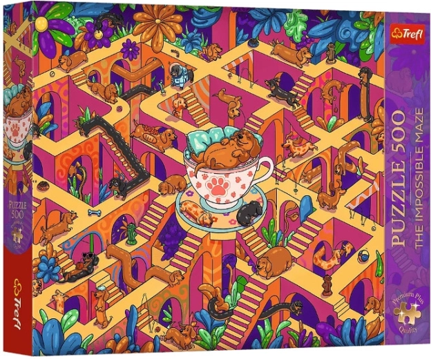 Puzzle Premium Plus 500 Nemogući labirint: Veseli jazavčari