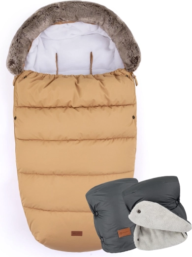PETITE&MARS zimska vreća za kolica 4u1 Comfy elegant caramel + rukavnik Jasie charcoal grey