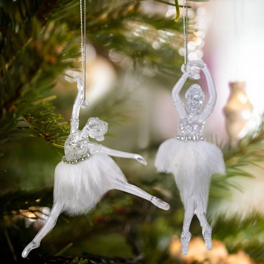 Christmas acrylic ballerina ornament, 2 pieces