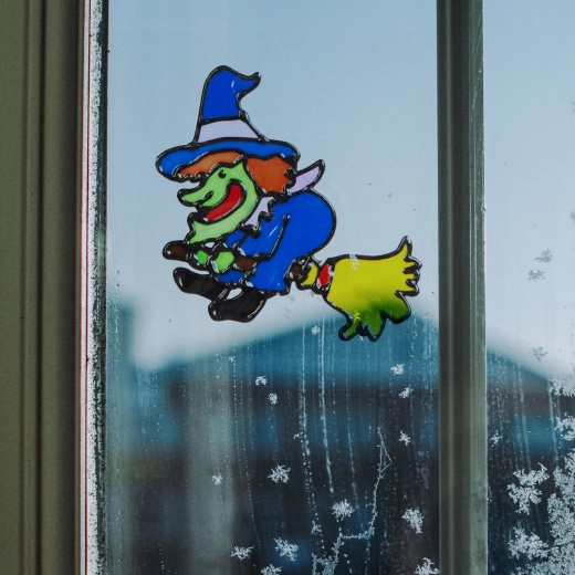 Colorful Witch Halloween Window Decoration