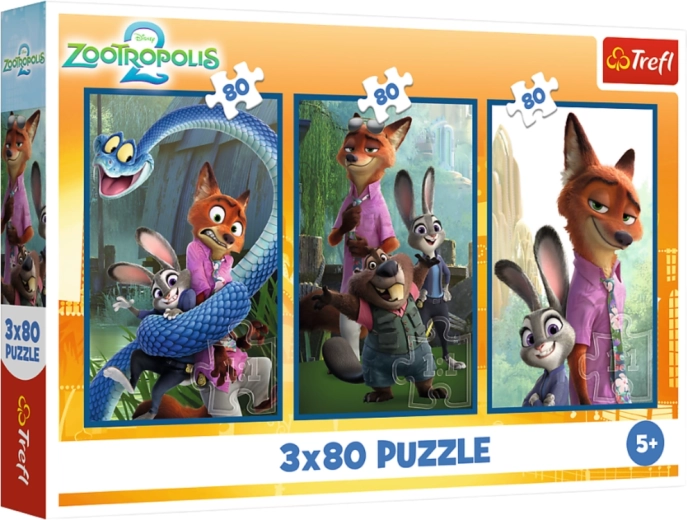 Puzzle 3×80 Disney Zootropolis Životin­ska istraga – Trefl