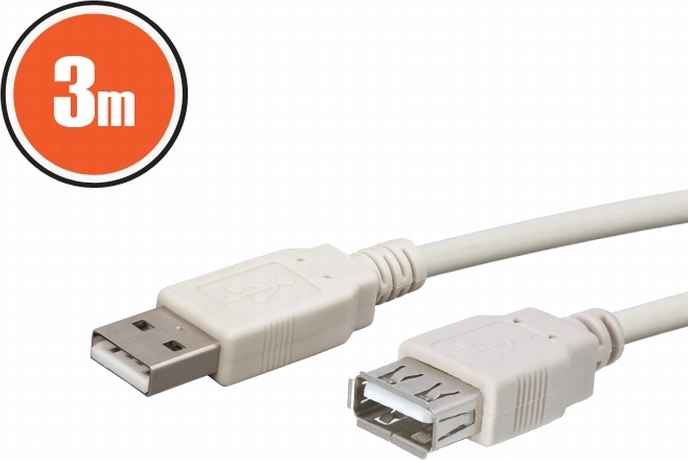 USB A extension cable, 3 m, white