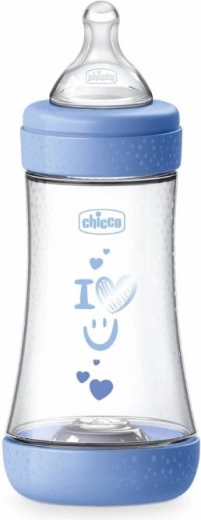 Dječja bočica CHICCO Perfect5, silikonska duda, 240 ml, plava