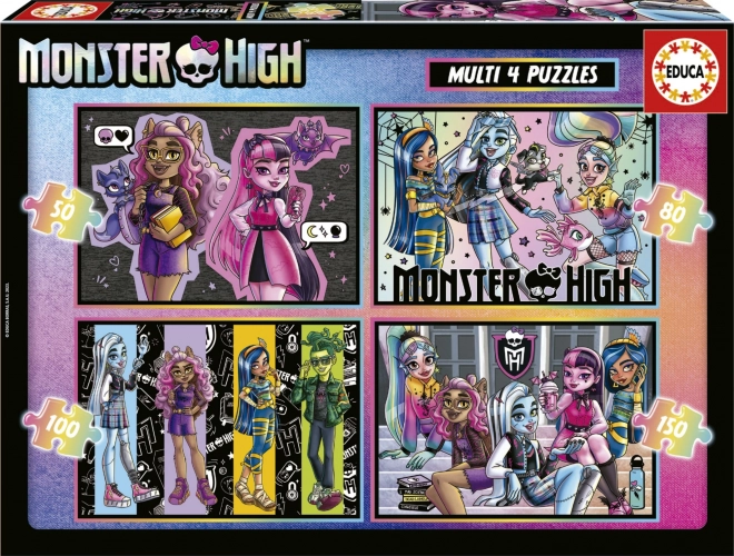 EDUCA Puzzle Monster High 4u1 (50, 80, 100, 150 dijelova)