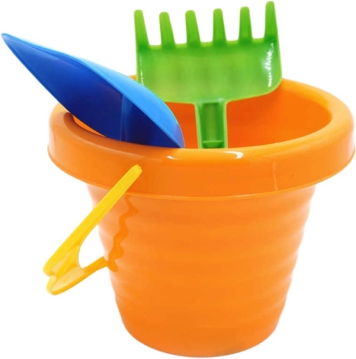 Sand set with ribbed bucket, shovel and rake - 1 piece