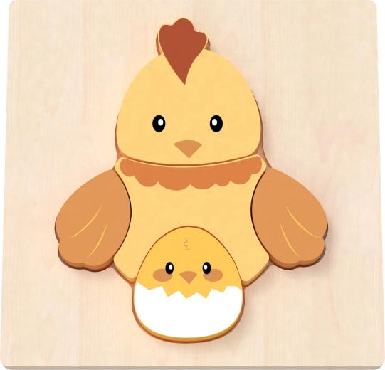 Ručne izrađene drvene puzzle kokoš i pilić BABU