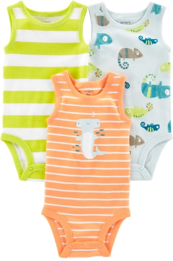 Carter's bodiji bez rukava za bebe Stripes Animals za dječaka 3 kom