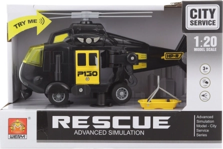 Crni helikopter na baterije sa svjetlima i zvukovima