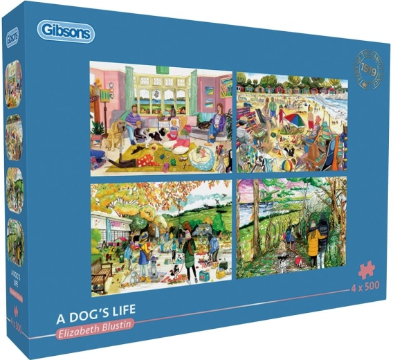GIBSONS puzzle Pseći život 4×500 dijelova