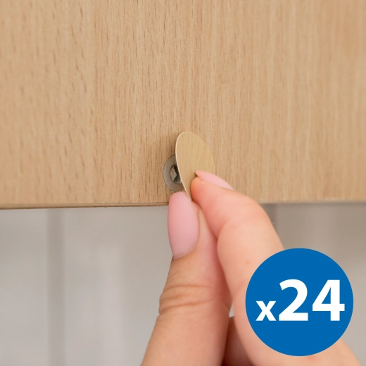Self-adhesive screw cover caps, 13 mm, oak, 24 pcs