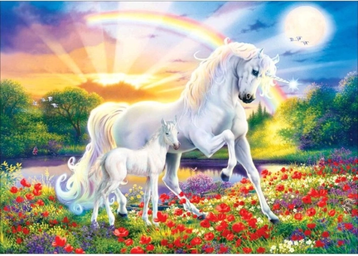 Diamond painting – two unicorns 40 × 30 cm
