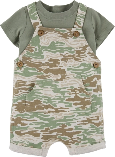 Carter's two-piece set for boys – short-sleeve T-shirt and overall shorts Green Camo (3 months)