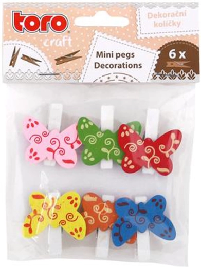 Drvene dekorativne kvačice s leptirićima, 6 kom